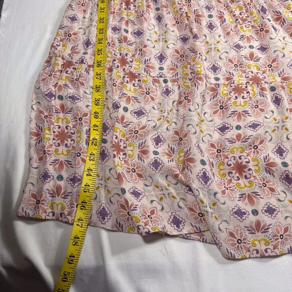 Loft Dress‎ Women Med Peach Pink Floral Maxi Tiered Ruffle Coquette CottageCore - Picture 6 of 11